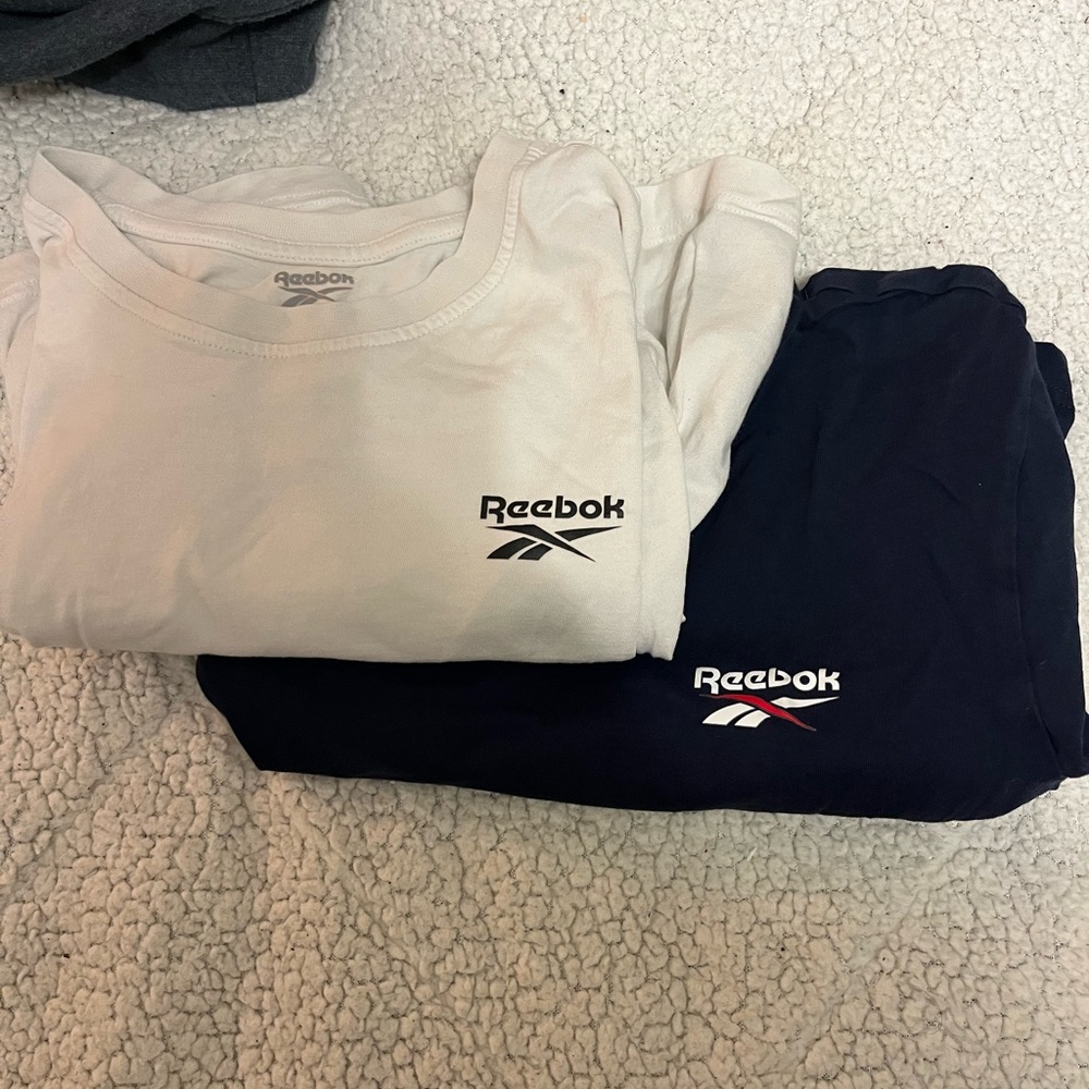 Reebok White And Navy Athletic Tees